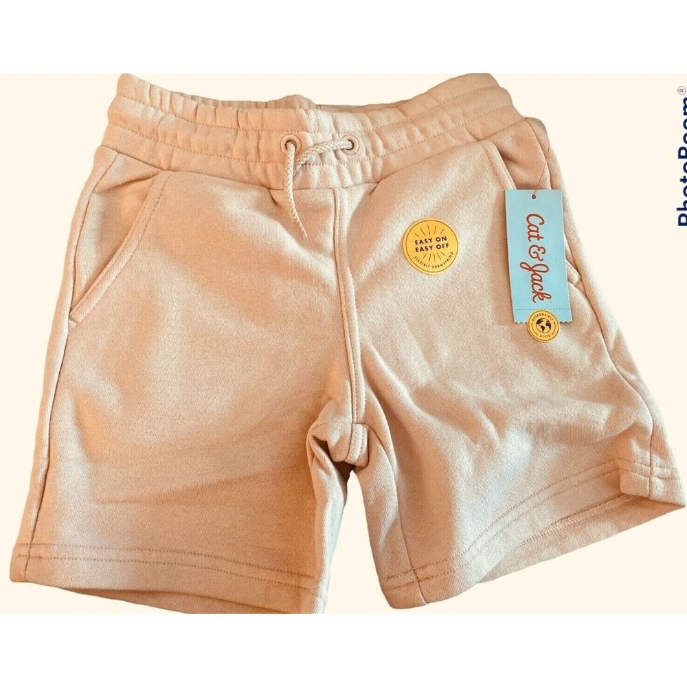 Cat & Jack Youth Jogger Pull On Shorts Sweatpant Drawstring Peach/Blush S or M
